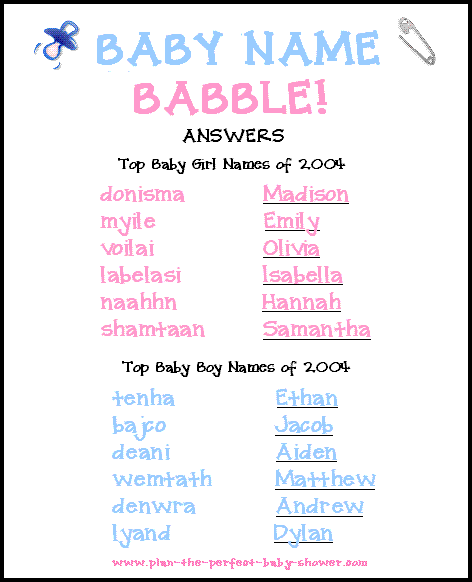 Baby Shower Word Scramble Game Free Printable 