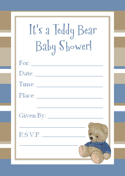 Cute Teddy Bear Baby Shower Invitations For A Baby Boy